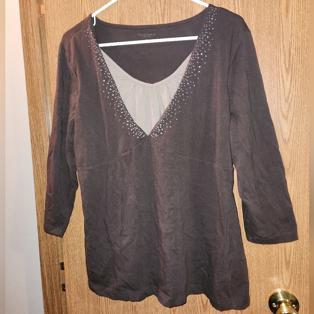 💓3/$15 Sonoma Women's XL Brown Top
